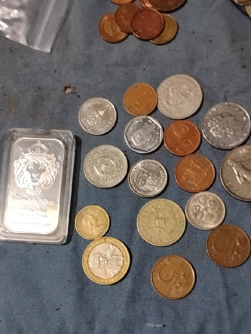 Silver Billion Bar Brilliant SILVER Ounce And World Coin Lot